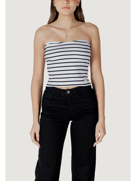 Calvin Klein Jeans Calvin Klein Jeans T-shirt WOVEN LABEL RIB Bianco Rib Fit