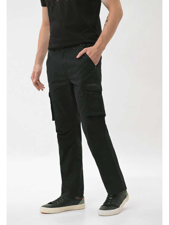 Volcano Volcano Spodnie cargo R-GUN Czarny Regular Fit