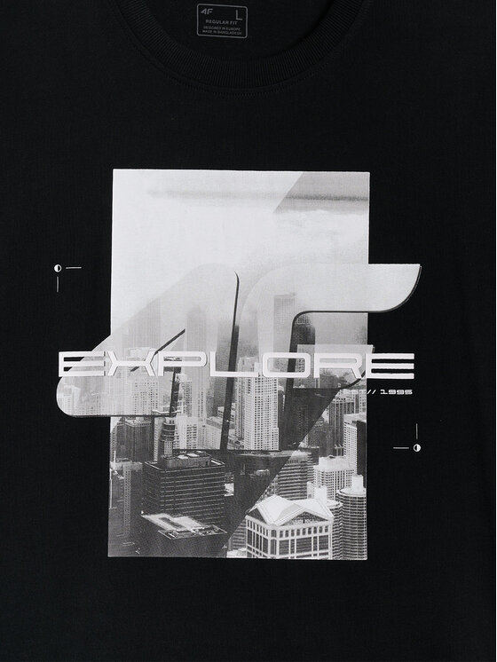 4F 4F T-Shirt CITY Czarny Regular Fit