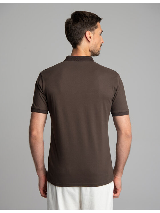 Borgio Borgio Polo Matteo 01 Brązowy Classic Fit