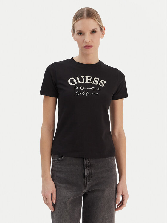 Guess Guess T-shirt V6RI02 J1314 Crna Regular Fit
