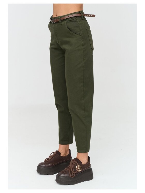 Makadamia Makadamia Jeansy C91 Khaki Loose Fit