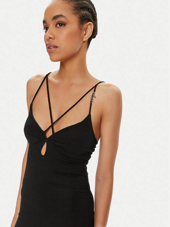 HUGO Hugo Коктейлна рокля Nandrea 50514052 Черен Slim Fit