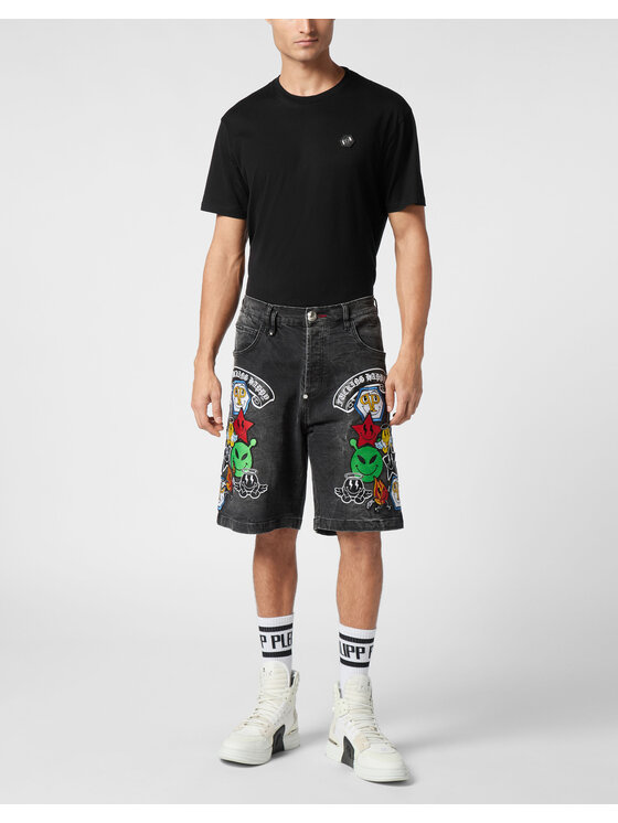 PHILIPP PLEIN PHILIPP PLEIN Pantaloncini di jeans 22649 Grigio Loose Fit