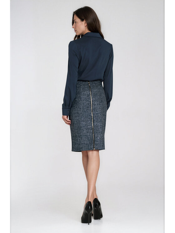 NIFE NIFE Midi sukňa SP96 Tmavomodrá Slim Fit