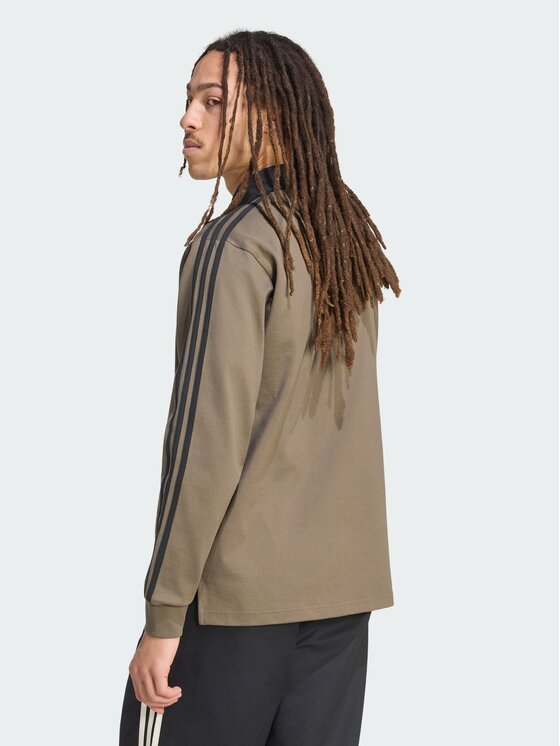 adidas adidas Тениска с яка и копчета 159300 Кафяв Loose Fit
