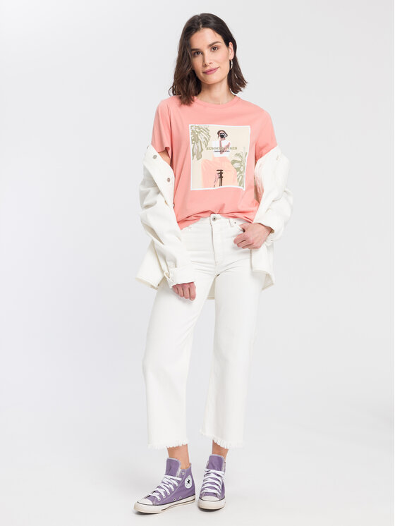 Cross Jeans Cross Jeans T-Shirt 55918-303 Pomarańczowy Regular Fit