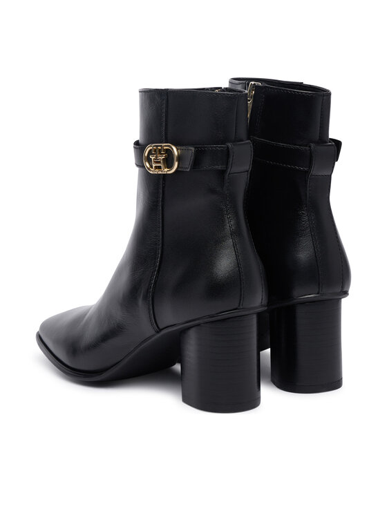 Tommy Hilfiger Tommy Hilfiger Botine Th Strap Leather Block Heel Boot FW0FW09488 Negru