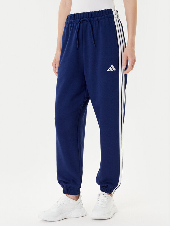 adidas Spodnie dresowe Essentials 3-Stripes Fleece JX7696 Niebieski Loose Fit