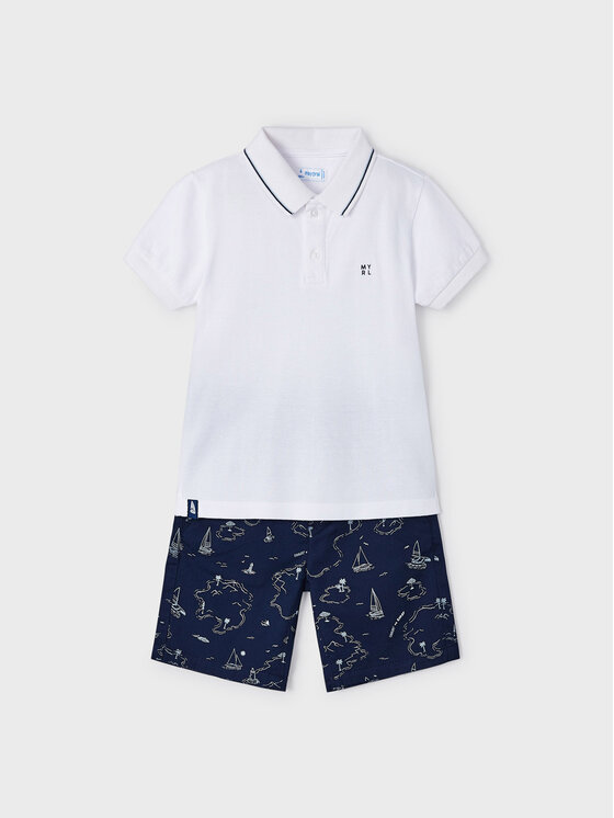 Mayoral Mayoral Komplet polo i spodenki 3241 Kolorowy Regular Fit