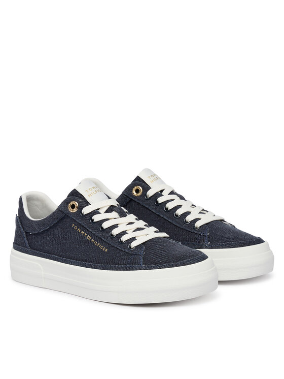 Tommy Hilfiger Tommy Hilfiger Teniszcipő Th Foxing Platform Washed Canvas FW0FW09172 Kék