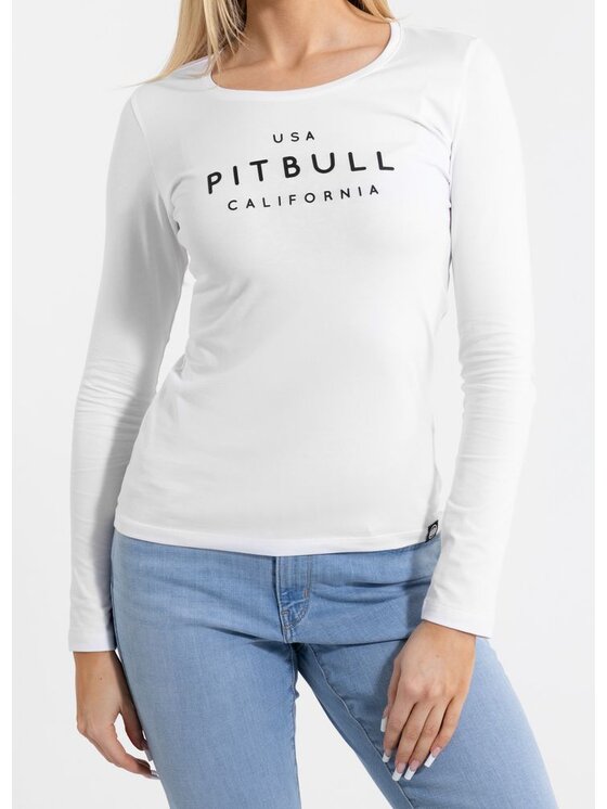PITBULL PITBULL Longsleeve Longsleeve damski Slim Fit USA CAL XL Biały Regular Fit