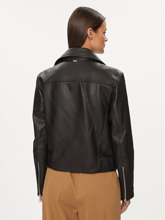 BOSS Boss Kožená bunda Sajina 50505622 Černá Slim Fit