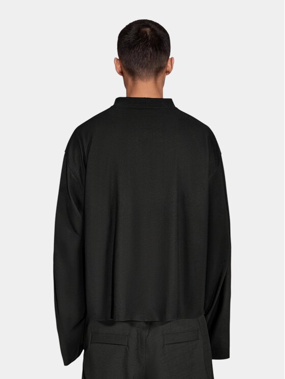 MADE BY SOCIETY MADE BY SOCIETY Longsleeve OVER FIT - T17704 Czarny Basic Fit