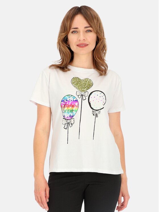 Perso Perso T-Shirt TCE245285F Bílá Regular Fit