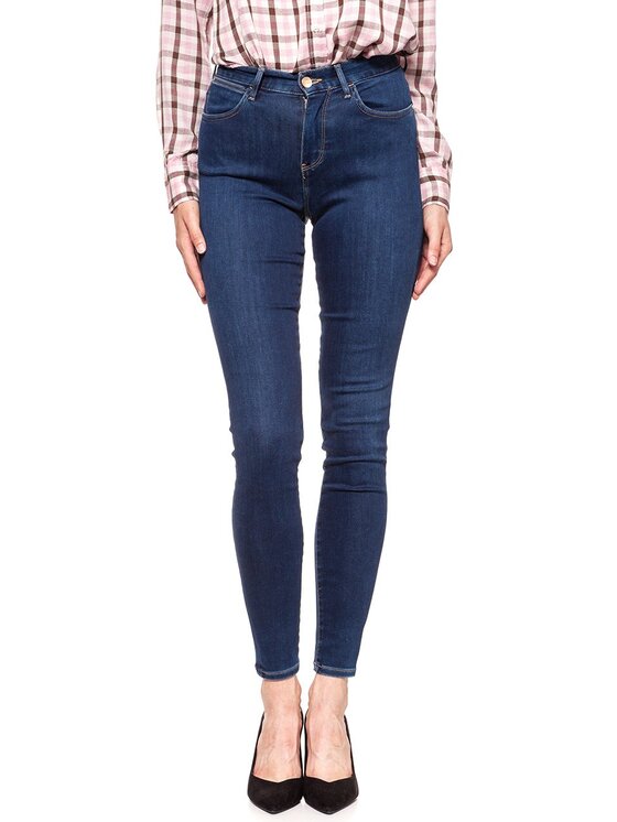 Wrangler Wrangler Jeansy HIGH SKINNY Niebieski Skinny Fit