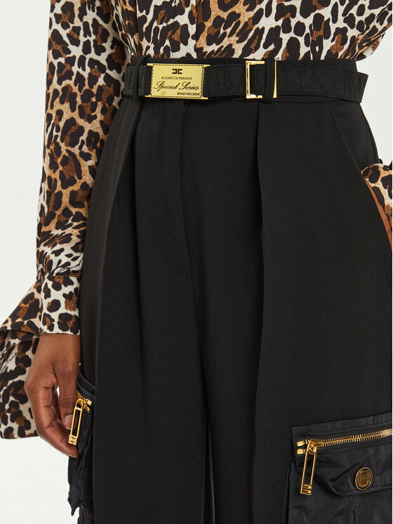 Elisabetta Franchi Elisabetta Franchi Hlače PA-045-46E2 Crna Relaxed Fit