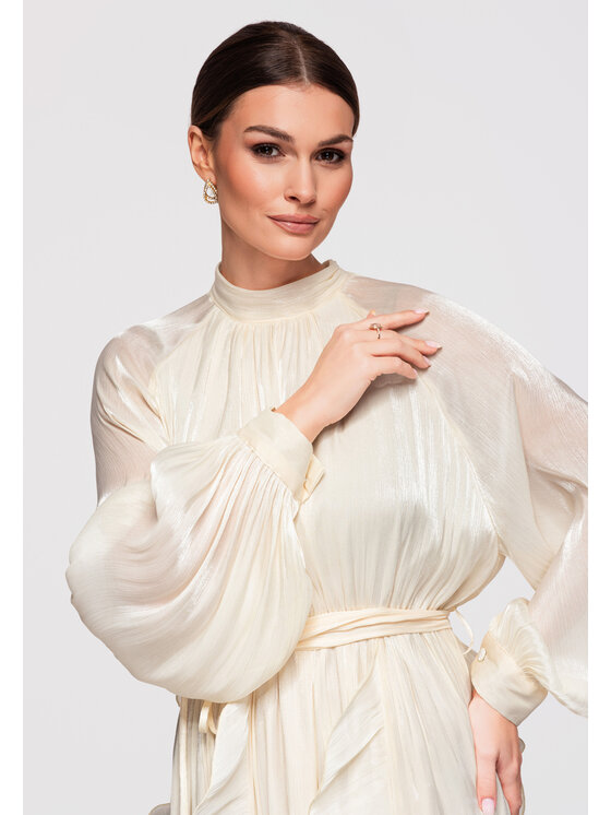 Ombre Ombre Sukienka wieczorowa LA-OM-DLR301 Kremowy Loose Fit