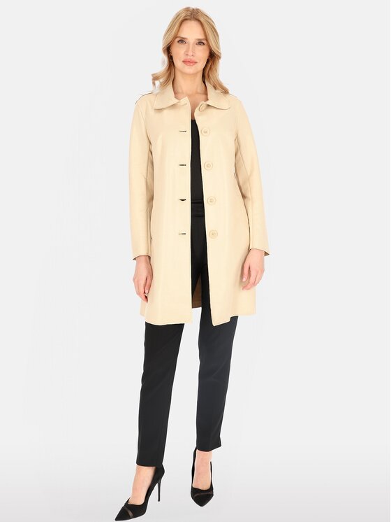 Perso Perso Płaszcz przejściowy BLE252535F Beżowy Regular Fit