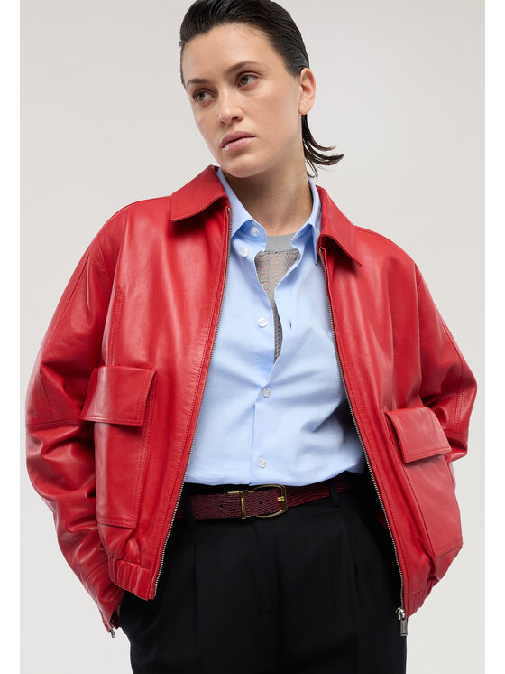 Trussardi Trussardi Kurtka skórzana R366A000735N016 Czerwony Regular Fit