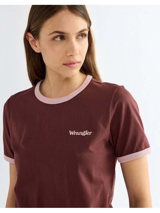 Wrangler Wrangler T-Shirt RINGER TEE Fioletowy Slim Fit