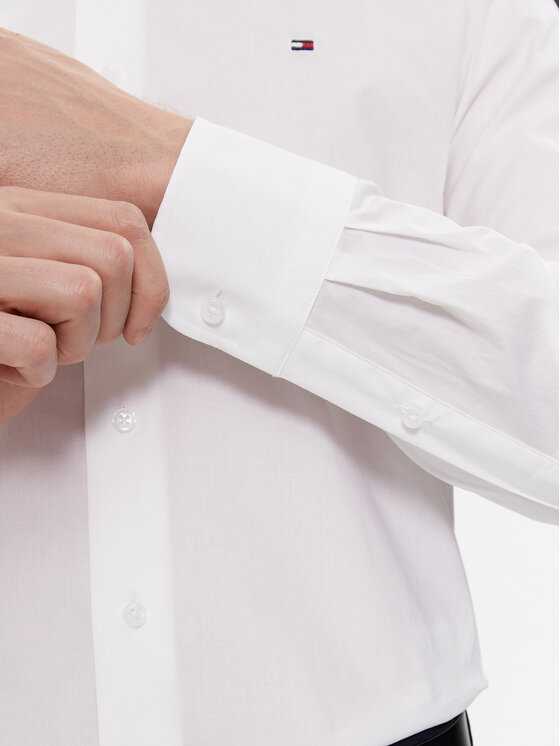 Tommy Hilfiger Tommy Hilfiger Krekls Cl Flex Poplin Rf Shirt MW0MW31219 Balts Regular Fit