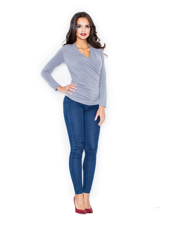 FIGL FIGL Sweter M247 Szary Regular Fit