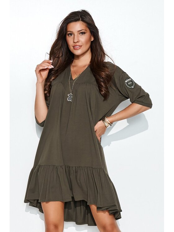 Numinou Numinou Sukienka dzianinowa NU380 Khaki Oversize