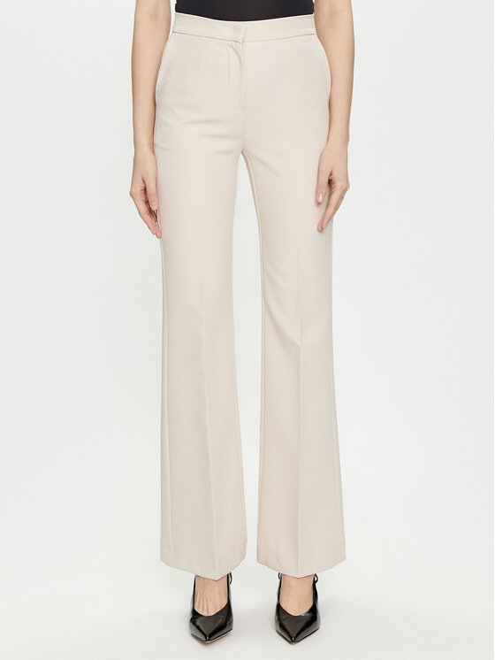 Maryley Maryley Kalhoty z materiálu 24EB587/43GE Écru Regular Fit