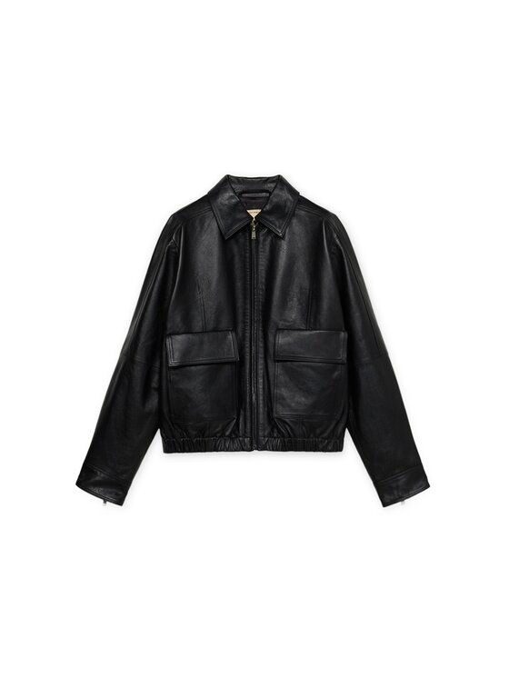 Trussardi Trussardi Kurtka skórzana R366A000735N033 Czarny Regular Fit