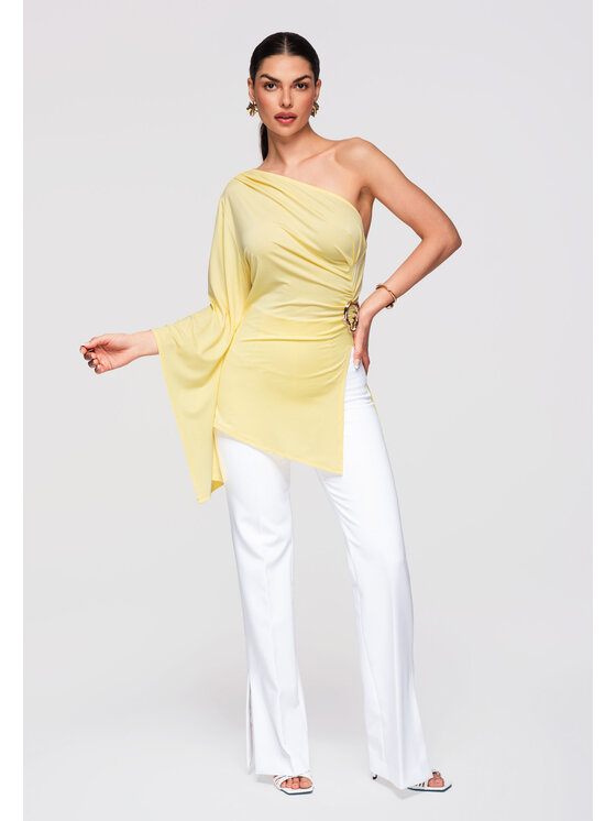 Ombre Ombre Koszula OW-SH-E0005 Żółty Slim Fit