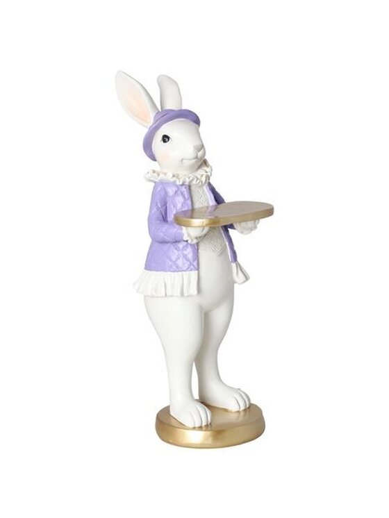 MIAhome MIAhome Figurka para króliczków z tacą 30,5x10,5x15 cm Biały