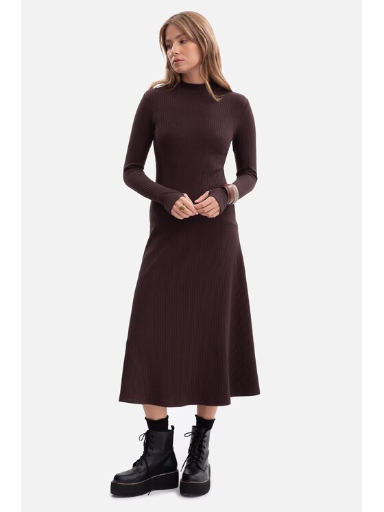 BeWear BeWear Sukienka dzianinowa b299 Brązowy Baggy Fit