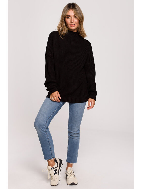 BeWear BeWear Sweter BK078 Czarny Modern Fit