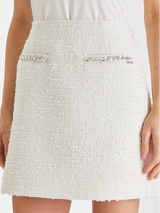 Guess Guess Spódnica mini W6RD56 WJ632 Écru Regular Fit