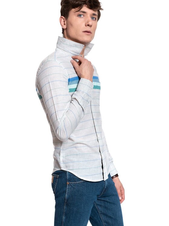 Wrangler Wrangler Koszula LS 1 PKT SHIRT Biały Slim Fit