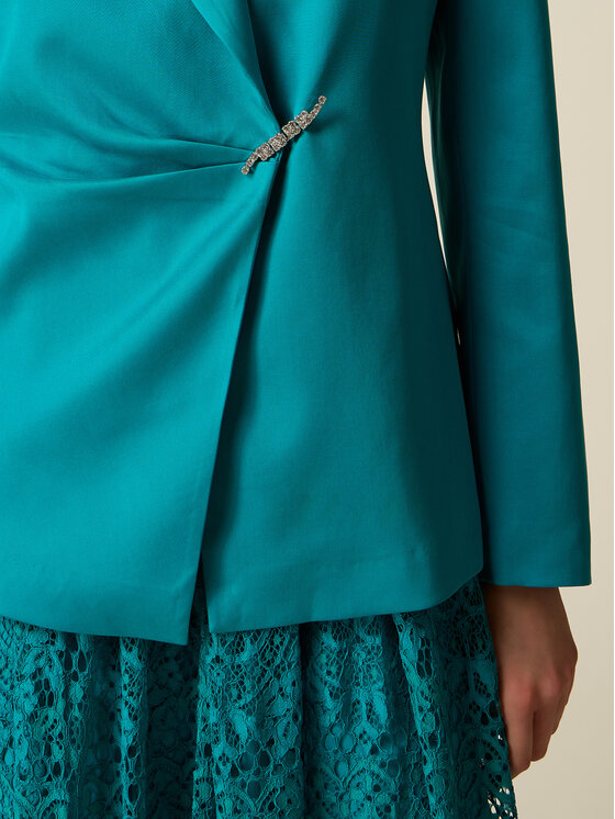 Oltre Oltre Giacca di transizione R079R102516N025 Turchese Slim Fit