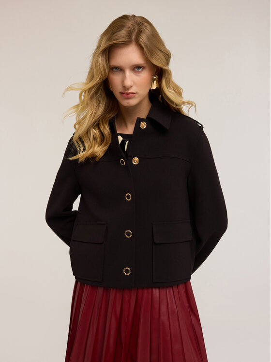 Motivi Motivi Cappotto Q590Q101013N033 Nero Regular Fit