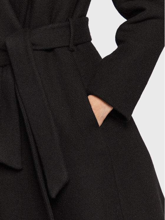 NAF NAF NAF NAF Cappotto di lana Achamu THNH2 Nero Regular Fit