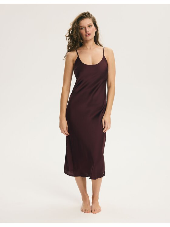 Esotiq Esotiq Koszula nocna 46001 Bordowy Regular Fit