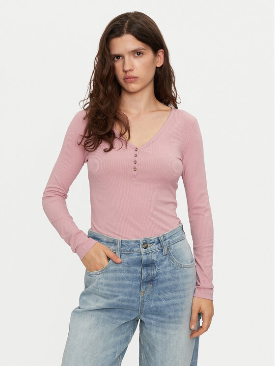 Lee Lee Majica Henley 112355427 Ružičasta Slim Fit