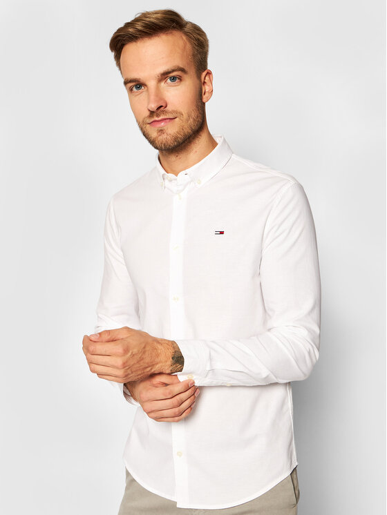 Tommy Jeans Marškiniai Oxford DM0DM09594 Balta Slim Fit • Modivo.lt