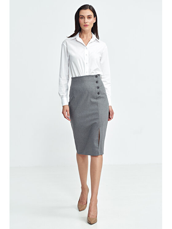 NIFE NIFE Pouzdrová sukně SP77grey Šedá Regular Fit