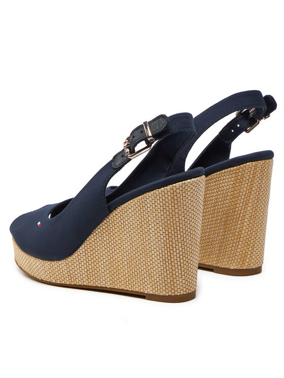Tommy Hilfiger Sandales Iconic Elena Sling Back Wedge FW0FW04789 Bleu marine