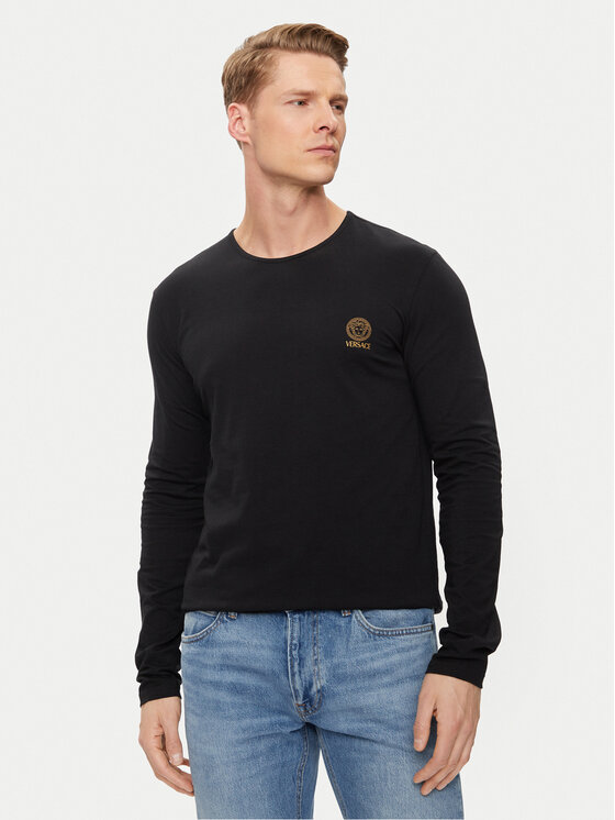 Versace Versace Hosszú ujjú felső szett AU10197 Fekete Slim Fit