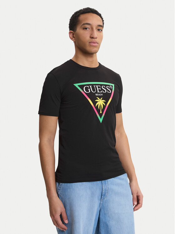 Guess Tricou F6GI09 J1314 Negru Slim Fit