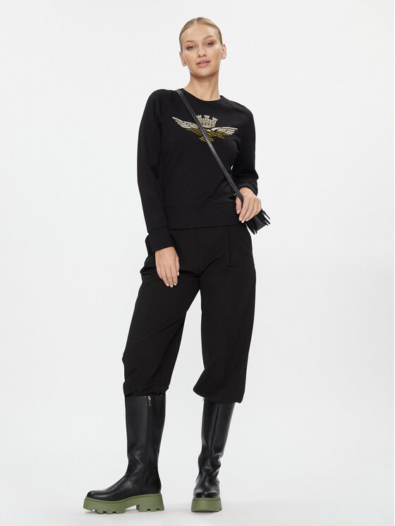 Aeronautica Militare Aeronautica Militare Світшот 232FE1831DF525 Чорний Regular Fit