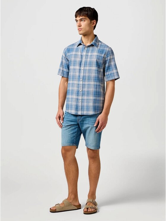 Wrangler Wrangler Szorty jeansowe TEXAS SHORTS Niebieski Straight Fit