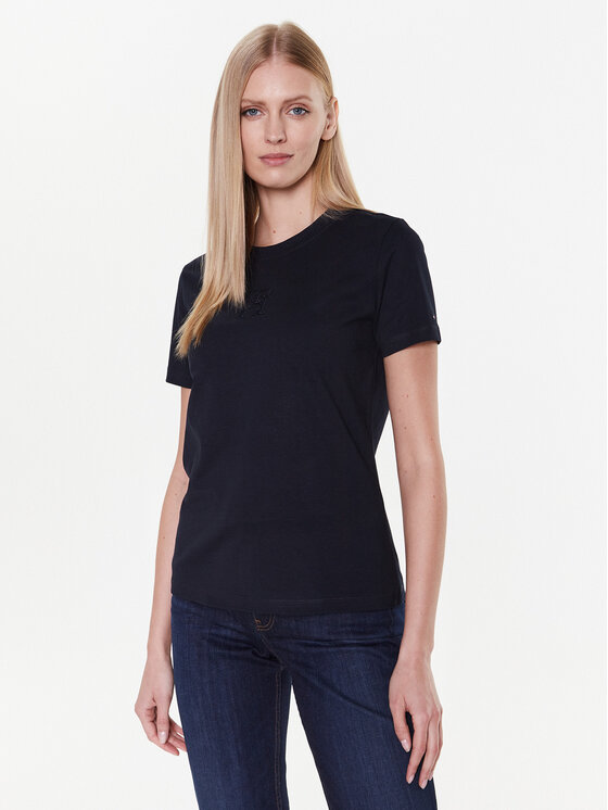 Tommy Hilfiger Tommy Hilfiger T-shirt Applique WW0WW37184 Tamnoplava Regular Fit