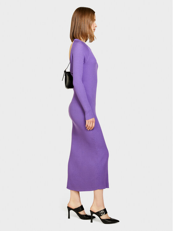 Sisley Sisley Pletena obleka 1B7YMV00M Vijolična Slim Fit